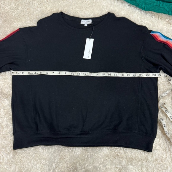 Michael Stars Black Gigi Striped Arm Sweatshirt Size Large NEW - Picture 6 of 11